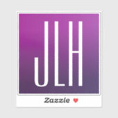 Paarse Ombre & Witte Initialen of andere Tekst Sticker (Vel)