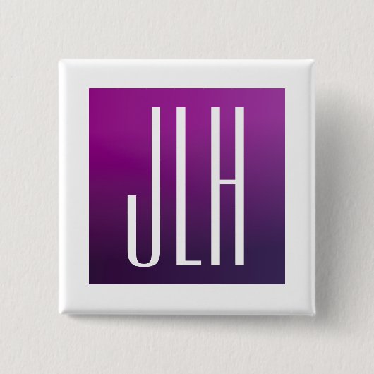 Paarse Ombre & Witte Initialen of andere Tekst Vierkante Button 5,1 Cm (Voorkant)