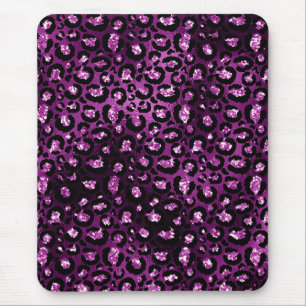 Paarse Ombre & Zwarte Glam Glitter Luipaard Vlekke Muismat