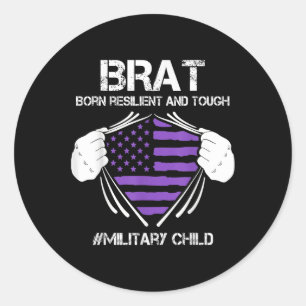 Paarse omhoog Militair Kind Kinder Brat Geboren Ve Ronde Sticker