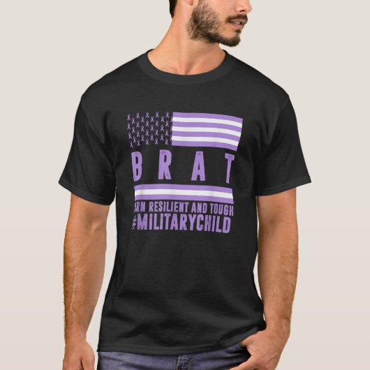 Paarse Omhoog Militair Kind Kinder Maand Kinderen  T-shirt (Voorkant)