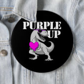 Paarse Omhoog TRex Dinosaurus Kinder Jongens Paars Ronde Button 6,0 Cm (In situ)