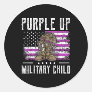 Paarse omhoog voor militaire kind vlag militaire k ronde sticker