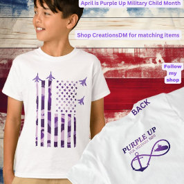 Paarse Omhoog voor Militaire Kinder Vlag, Onderzee T-shirt