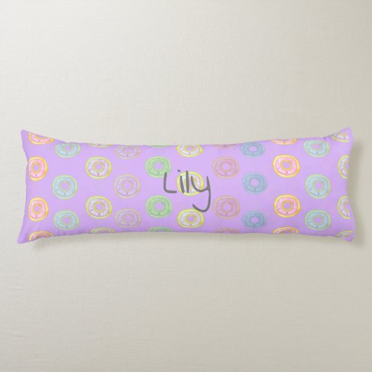 Paarse Omkeerbare Aangepaste Naam Donut Lichaam Pi Lichaamskussen (Voorkant)