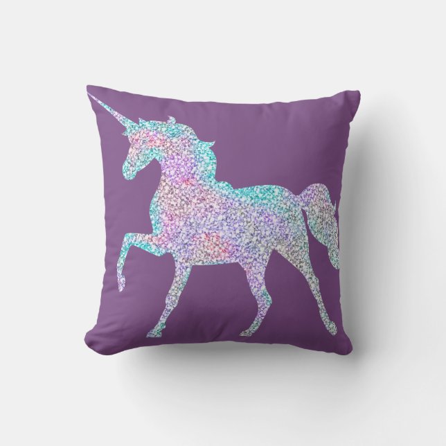 Paarse omkeerbare Unicorn Pillow Kussen (Voorkant)