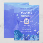 Paarse onder het zee Creatures Birthday Kaart (Voorkant / Achterkant)