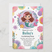 Paarse onder het Zee zeemeermin 2e verjaardagsfees Kaart (Voorkant)