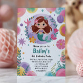 Paarse onder het Zee zeemeermin 3e verjaardagsfees Kaart