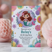 Paarse onder het Zee zeemeermin 4e verjaardagsfees Kaart