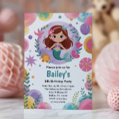 Paarse onder het Zee zeemeermin 5e verjaardagsfees Kaart