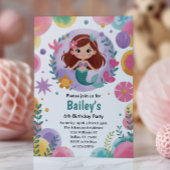 Paarse onder het Zee zeemeermin 6e verjaardagsfees Kaart