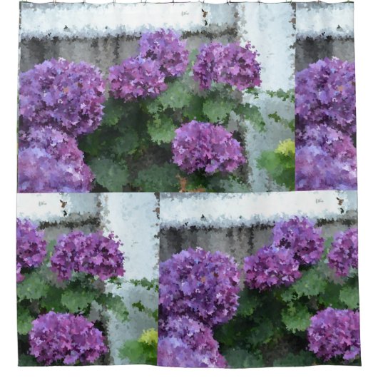 Paarse onderdrukkende hydrangeas douchegordijn (Voorkant)
