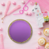 Paarse ondergedompelde gouden glitter glam sparkle papieren bordje (Feest)