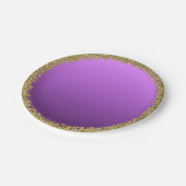 Paarse ondergedompelde gouden glitter glam sparkle papieren bordje (Gekanteld)