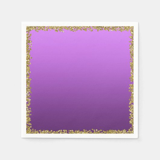 Paarse ondergedompelde gouden glitter glam sparkle servet (Voorkant)