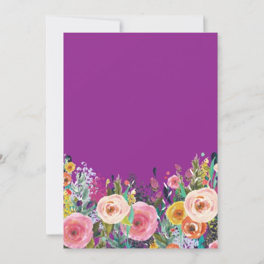 Paarse onderneming Floral 21e uitnodiging (Achterkant)