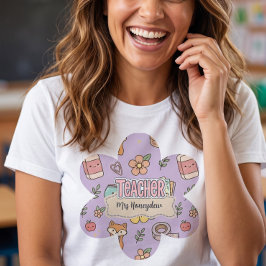 Paarse Onderwijs School Benodigdheden Patroon  T-shirt