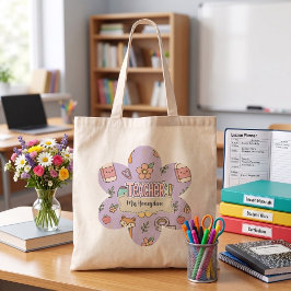 Paarse Onderwijs Schoolbenodigdheden Patroon  Tote Bag