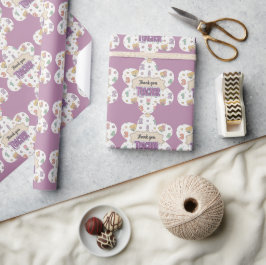 Paarse Onderwijzer School Nummers Patroon  Cadeaupapier