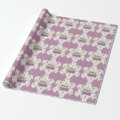 Paarse Onderwijzer School Nummers Patroon  Cadeaupapier (Uitgerold)