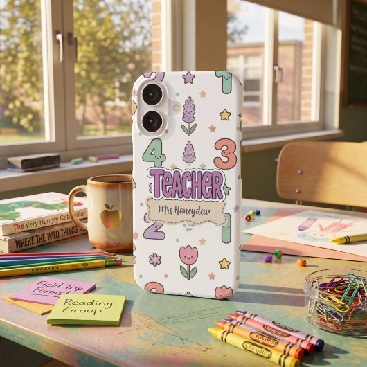 Paarse Onderwijzer School Nummers Patroon  Case-Mate iPhone Case