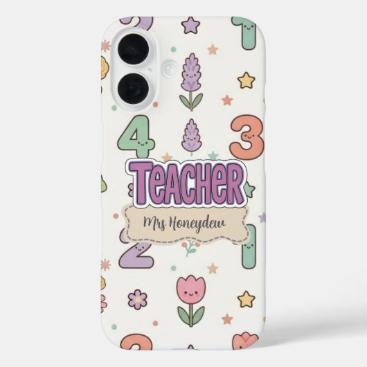 Paarse Onderwijzer School Nummers Patroon  Case-Mate iPhone Case (Achterkant)
