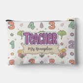 Paarse Onderwijzer School Nummers Patroon  Etui (Achterkant)