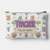 Paarse Onderwijzer School Nummers Patroon  Etui (Voorkant)