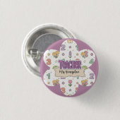 Paarse Onderwijzer School Nummers Patroon Ronde Button 3,2 Cm (Voorkant /achterkant)