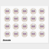 Paarse Onderwijzer School Nummers Patroon Ronde Sticker (Vel)