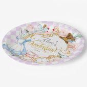 Paarse, Onederland, Tea party, Meisje 1e verjaarda Papieren Bordje (Gekanteld)