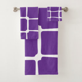 Paarse oneffen vierkanten mozaïek bad handdoek