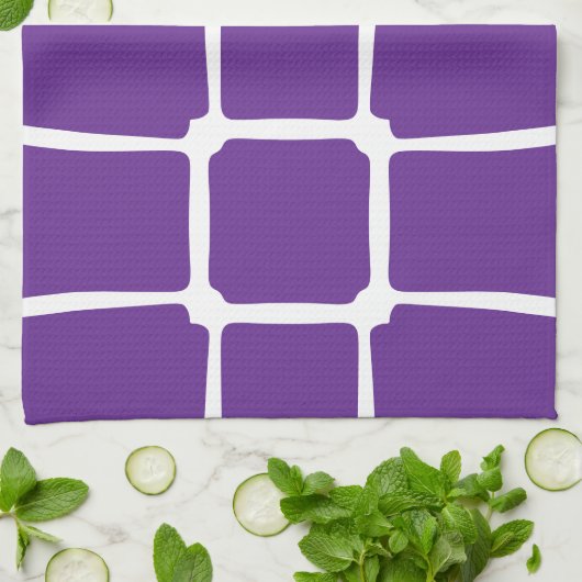 Paarse oneffen vierkanten mozaïek theedoek (Gevouwen)