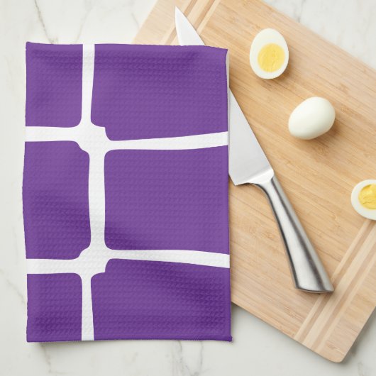 Paarse oneffen vierkanten mozaïek theedoek (Quarter Fold)