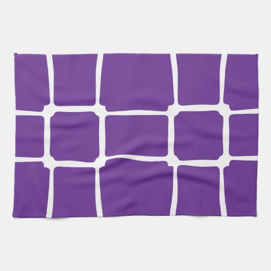 Paarse oneffen vierkanten mozaïek theedoek (Horizontaal)