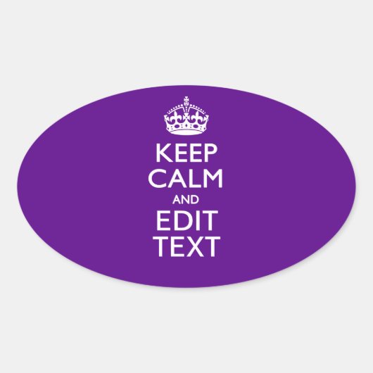 Paarse ongelukken houden kalm en Jouw tekst gemakk Ovale Sticker (Voorkant)