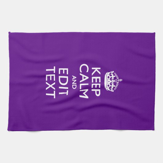 Paarse ongelukken houden kalm en Jouw tekst gemakk Theedoek (Horizontaal)