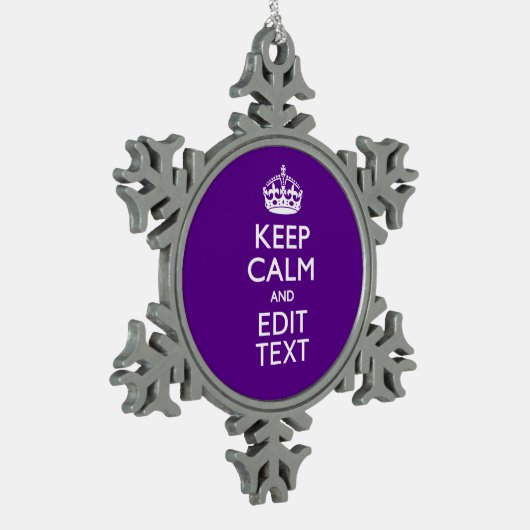 Paarse ongelukken houden kalm en Jouw tekst gemakk Tin Sneeuwvlok Ornament (Links)