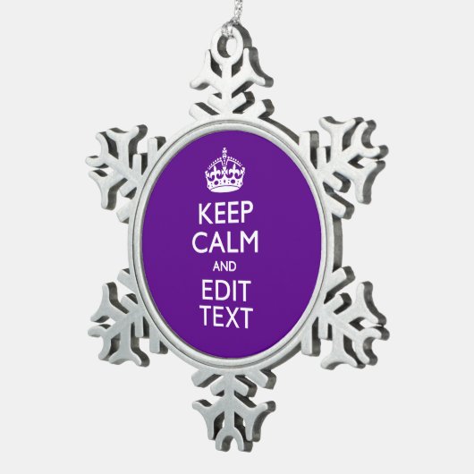 Paarse ongelukken houden kalm en Jouw tekst gemakk Tin Sneeuwvlok Ornament (Rechts)