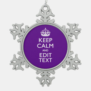 Paarse ongelukken houden kalm en Jouw tekst gemakk Tin Sneeuwvlok Ornament
