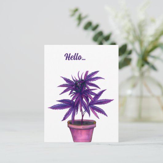 Paarse onkruid Briefkaart (Staand voorkant)