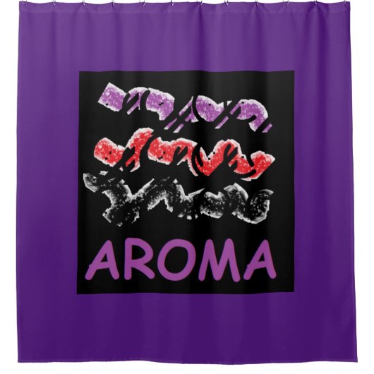 Paarse ontwerp met tekstwoord douchegordijn (Voorkant)