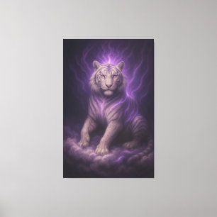 Paarse Onweerswolk Witte Tijger – Mystieke Aura Gu Canvas Afdruk