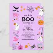 Paarse Onze Kleine Boo Halloween 2e Verjaardag Kaart (Voorkant / Achterkant)
