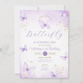 Paarse Onze Kleine Vlinder Wordt Een Goud Kaart (Voorkant)