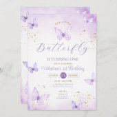 Paarse Onze Kleine Vlinder Wordt Een Goud Kaart (Voorkant / Achterkant)