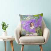 Paarse Onze Kleine Wildflower Custom Kind Fotonaam Kussen (Stoel)
