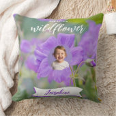 Paarse Onze Kleine Wildflower Custom Kind Fotonaam Kussen (Deken)