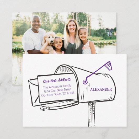 Paarse onze nieuwe adresmailbox verplaatsen (Voorkant / Achterkant)